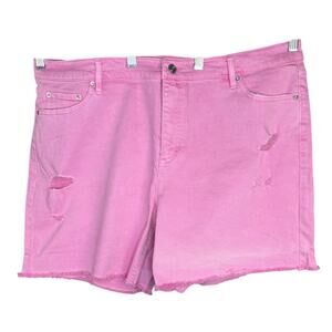 Candace‎ Cameron Camellia Pink Distressed Denim Shorts 18WP Plus Petite NWOT